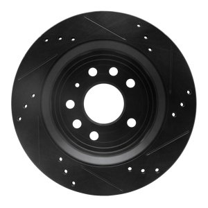 Cadillac BLS Brake Rotor (1) - Rear Left - R1 Concepts - Drilled & Slotted - Black - `03-`11